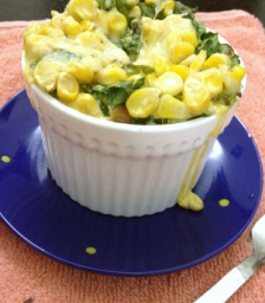 Spinach,corn & egg Strata1