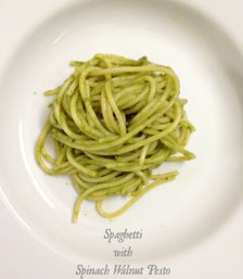 Spaghetti with Spinach Walnut Pesto