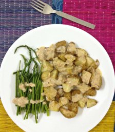 Oven Roasted Asparagus & Potatoes with PeanutButter & Buttermilk Dressing3