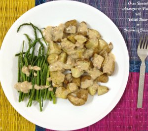 Oven Roasted Asparagus & Potatoes with PeanutButter & Buttermilk Dressing4