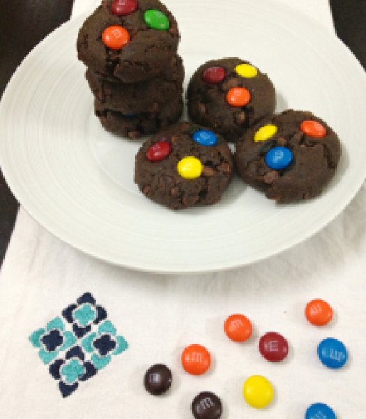 Inside-Out Double Chocolate Chip M&M Cookies1